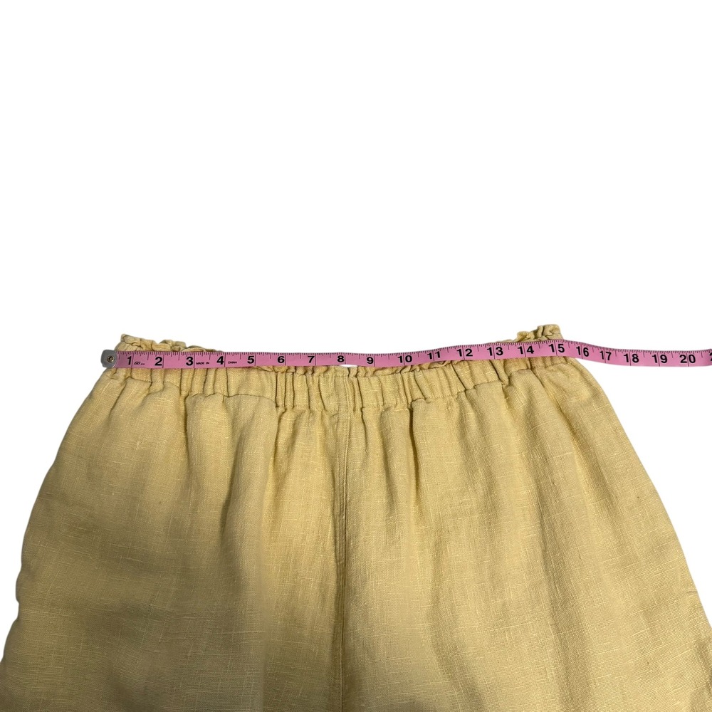 Shelter | Eva Shorts in Butter Yellow 100% Linen Elastic Waist Size XL - Picture 13 of 15